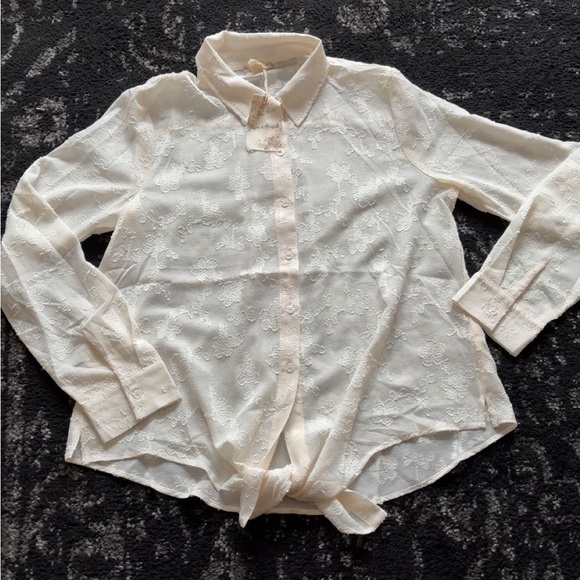 Elegant Cream Button-Up Blouse - Picture 4 of 14